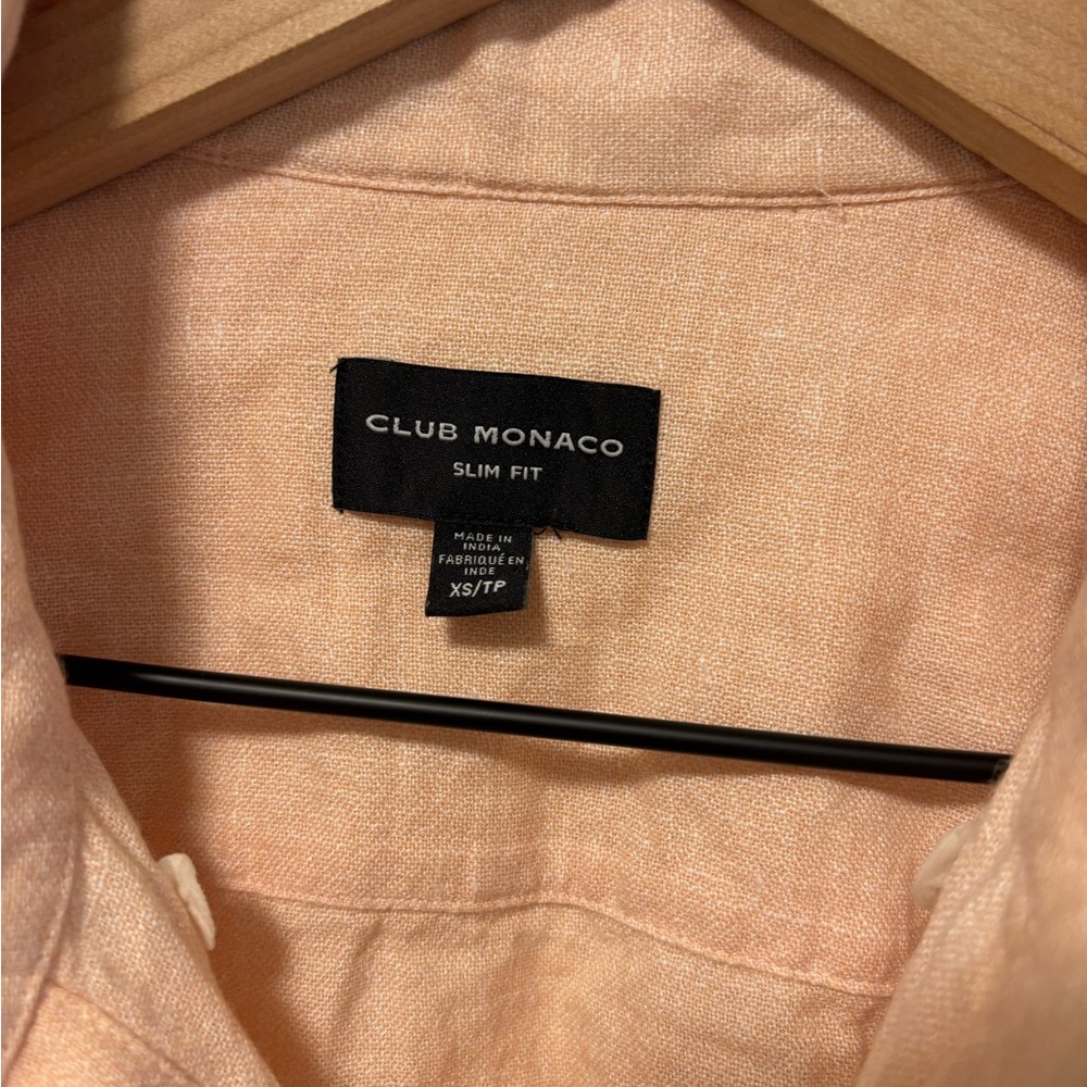 Club Monaco Peach Slim Fit Linen Shirt